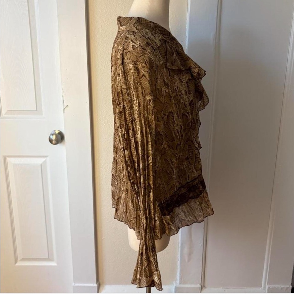 NY Collection Brown Patterned Blouse - image 2